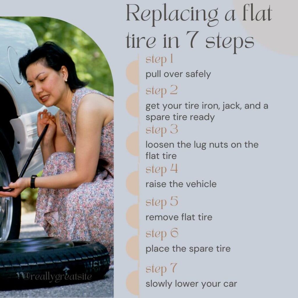 Bottom Line When Driving On ONE Flat Tire, replacing a flat tire in 7 steps