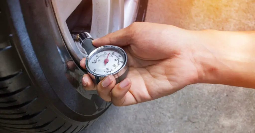 use a tire gauge to measure the pressure in your tires