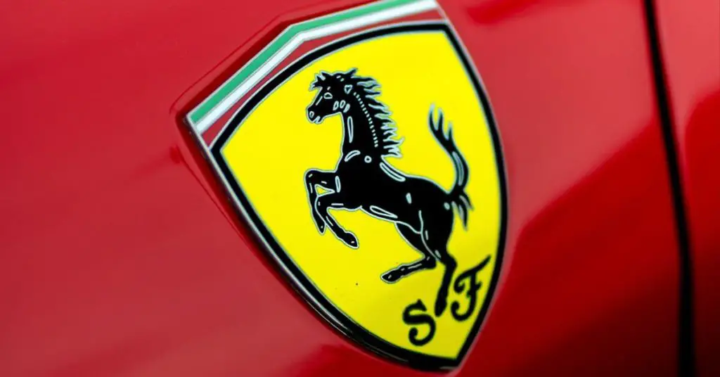 Ferrari logo on the red background
