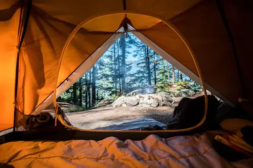 sleeping in tent