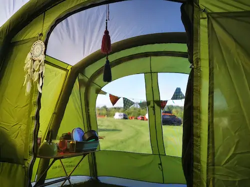 inside tent