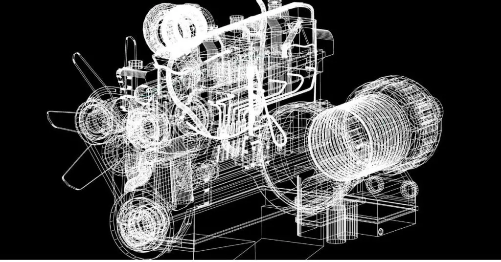 car engine in 3D