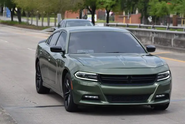 green dodge charger front view